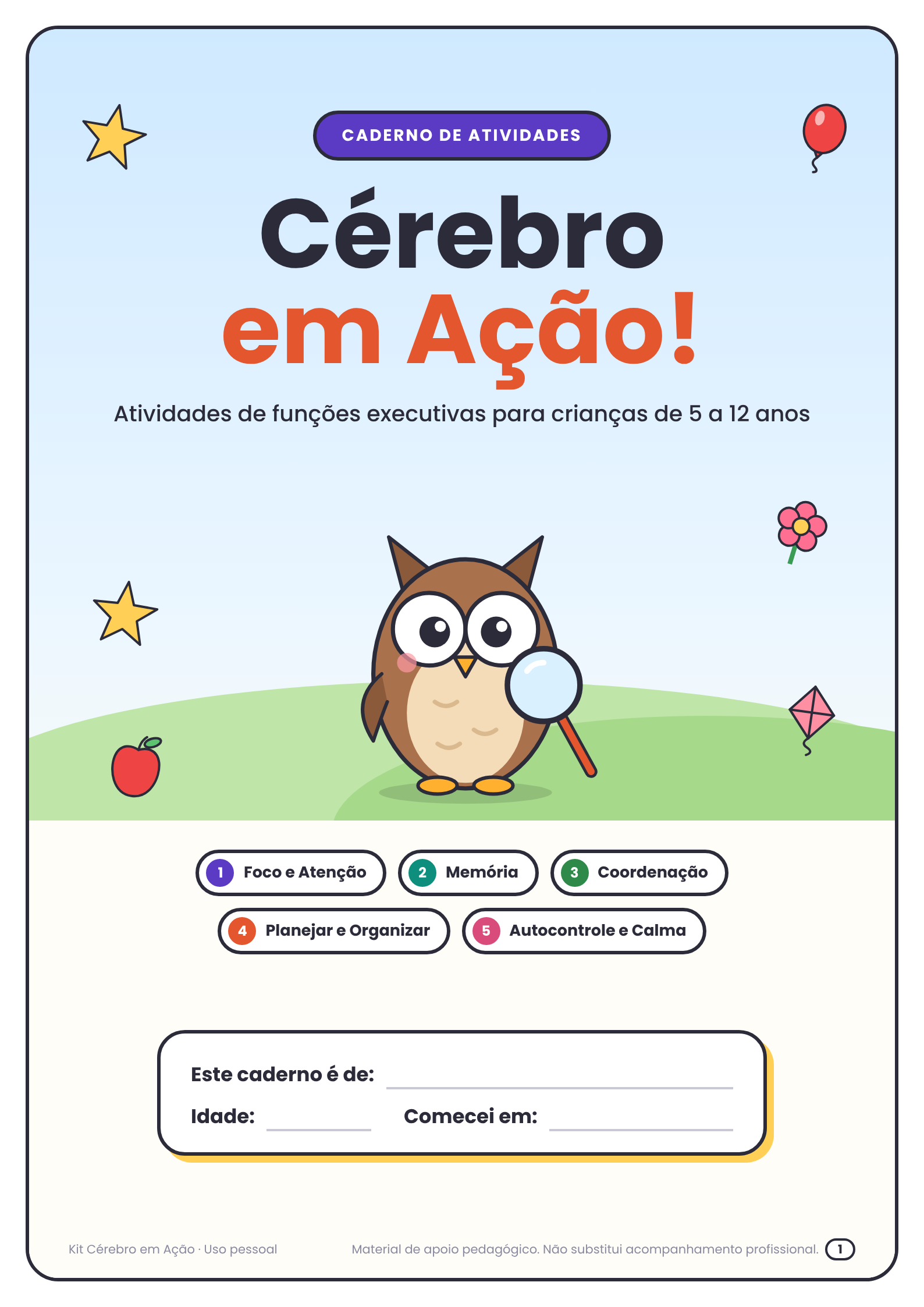 Capa do Caderno de Atividades - Cérebro em Ação