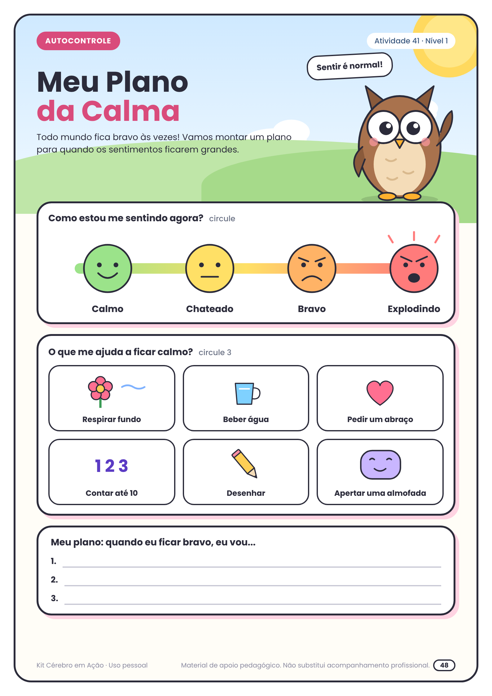 Meu Plano da Calma - Autocontrolo e Regulação Emocional
