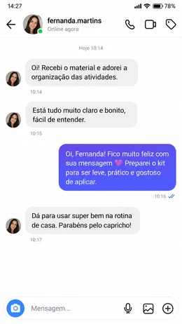 Feedback de Fernanda sobre o Kit Cérebro em Ação