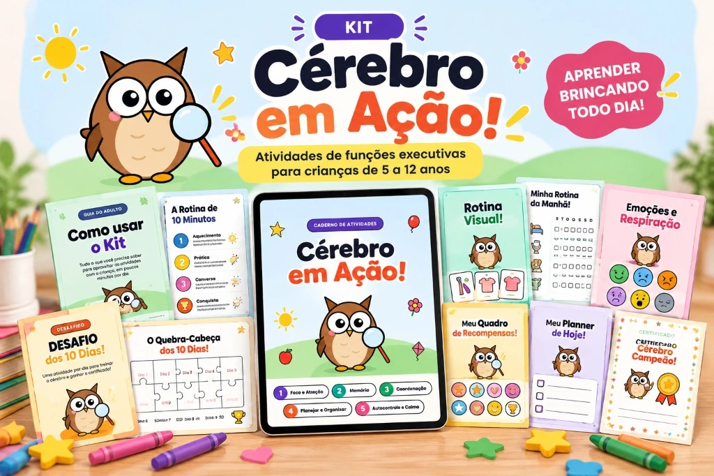 Kit Cérebro em Ação: Aprender Brincando - Mockup Principal do Kit
